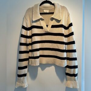 DISSH Black and Stone Knit Stripe Sweater